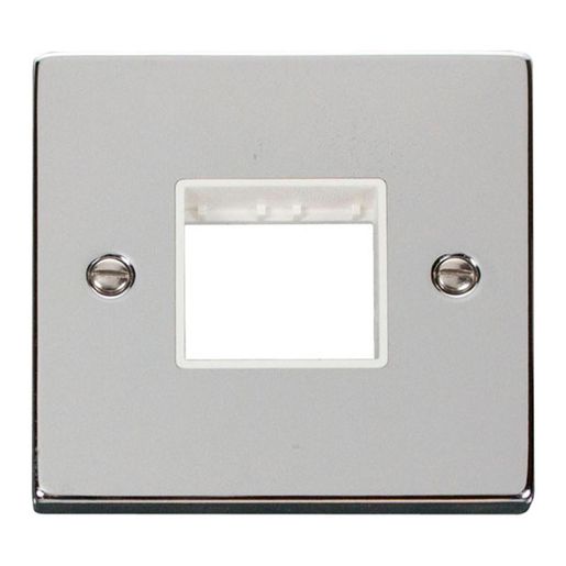Click Scolmore Decorative 1 Gang Minigrid Unfurnished Plate 2 Apertures Polished Television Outlet Chrome White VPCH402WH Price Comparisons | Compare The Build