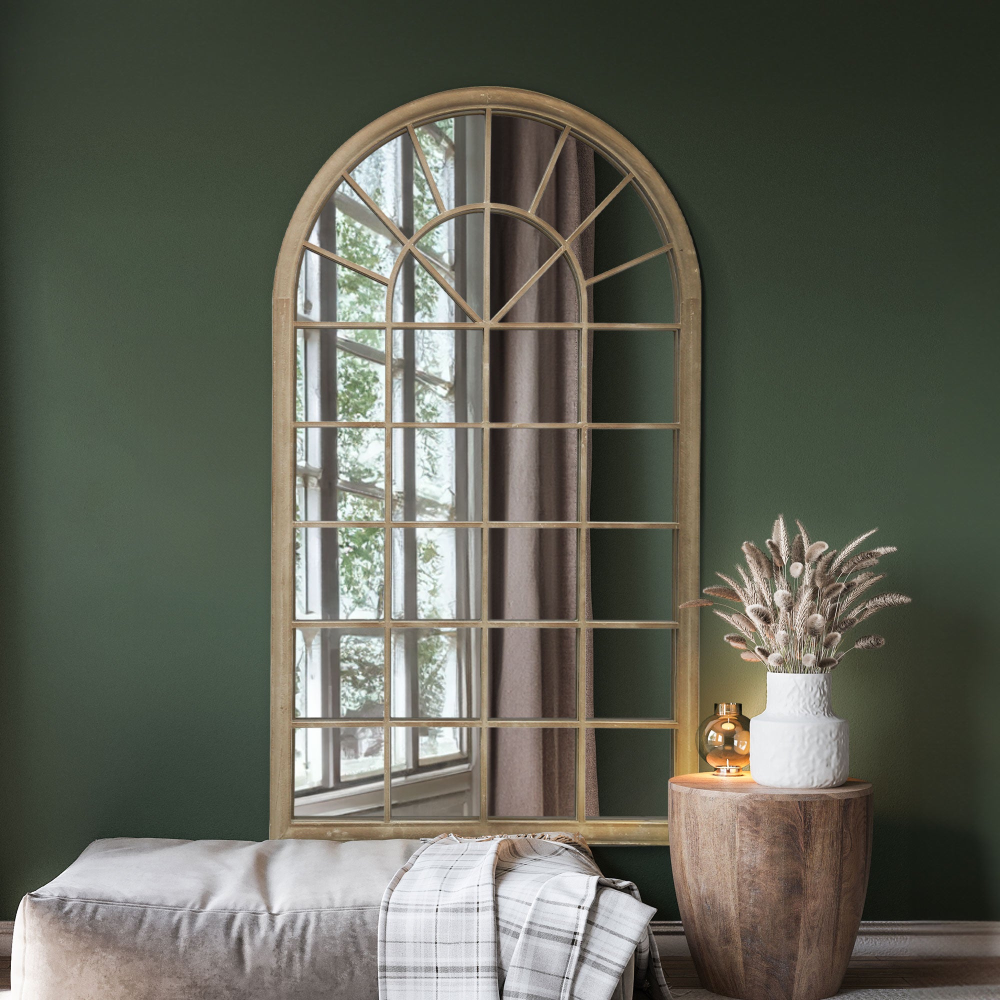 Somerley Extra Large Country Arch Wall Mirror Natural Price Comparisons | Compare The Build