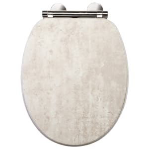 Croydex Cawdor Flexi-Fix™ Wooden Soft Close Toilet Seat - Pale Concrete Effect | Compare The Build