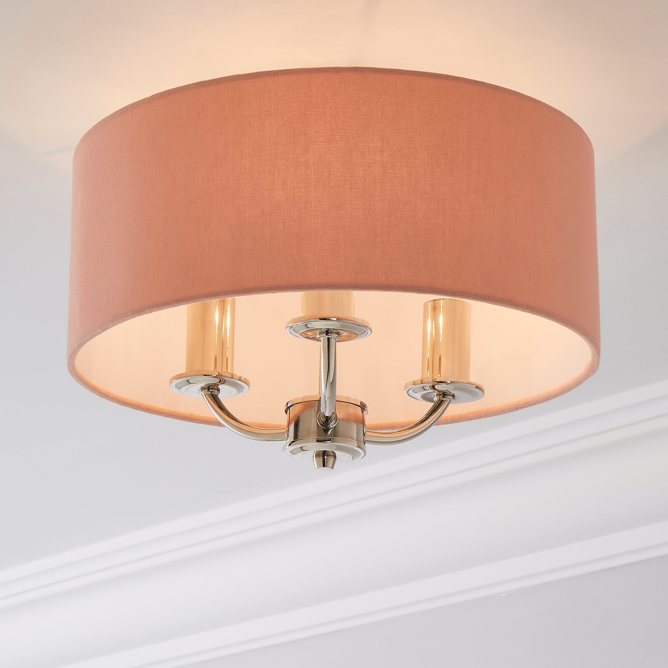 Preston Bright Nickel Blush Pink Flush Ceiling Fitting Blush Price Comparisons | Compare The Build