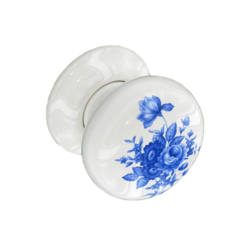 White Ceramic Door Knob with Blue Flower (Pair) Price Comparisons | Compare The Build