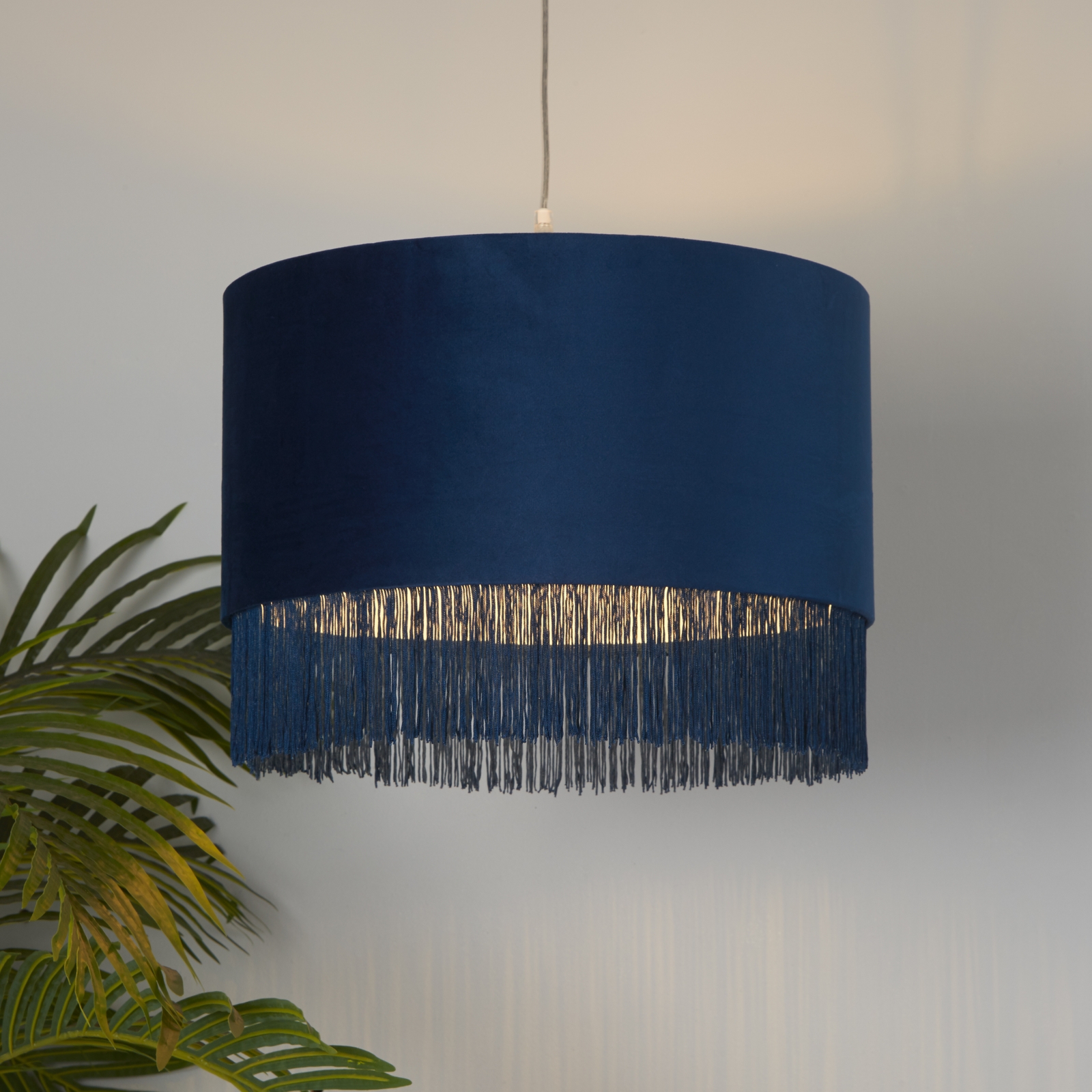 Velvet Fringe Easy Fit Lamp Shade - Navy Price Comparisons | Compare The Build