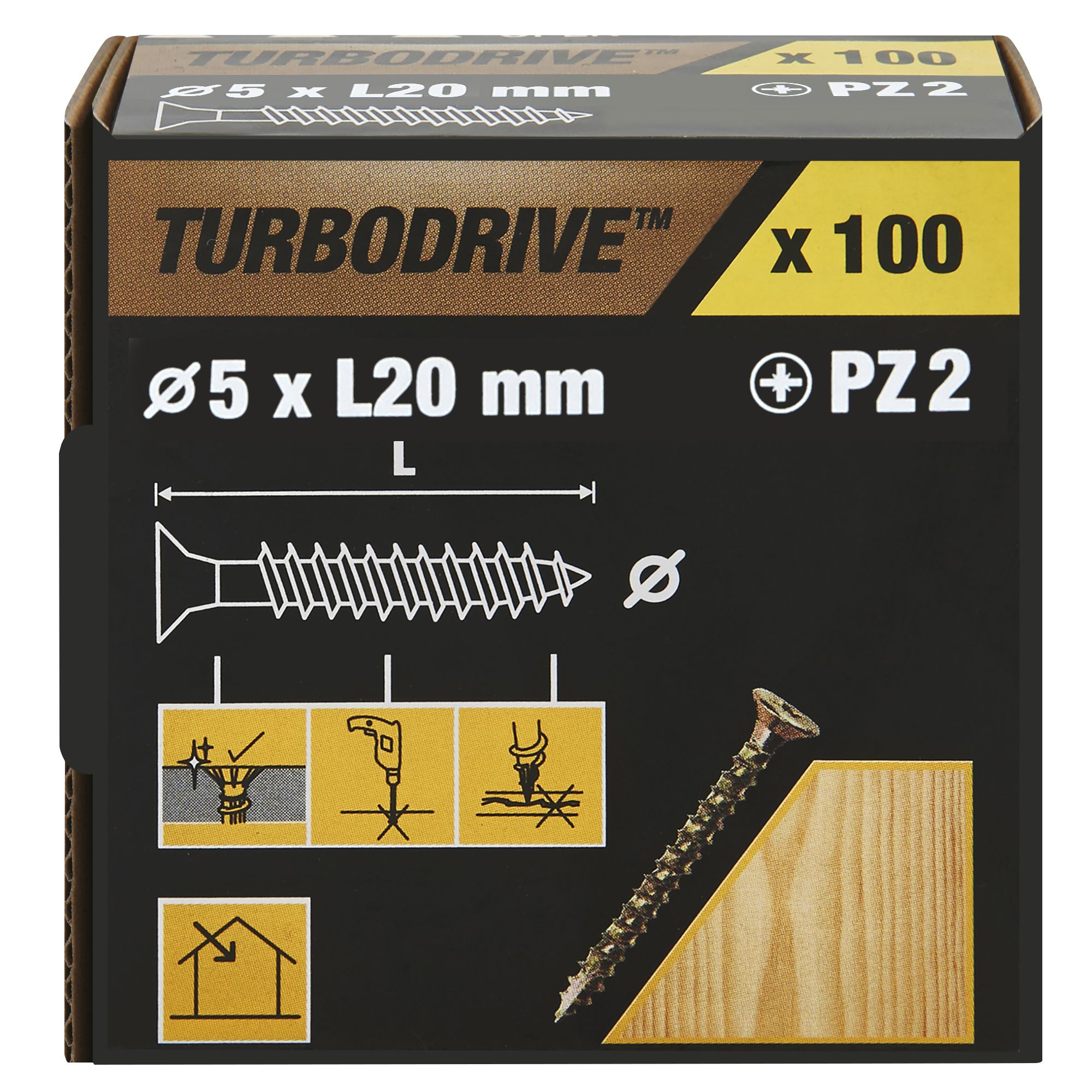 Turbodrive Yellow-Passivated Steel Screw (Dia)5mm (L)20mm, Pack Of 100 Price Comparisons | Compare The Build