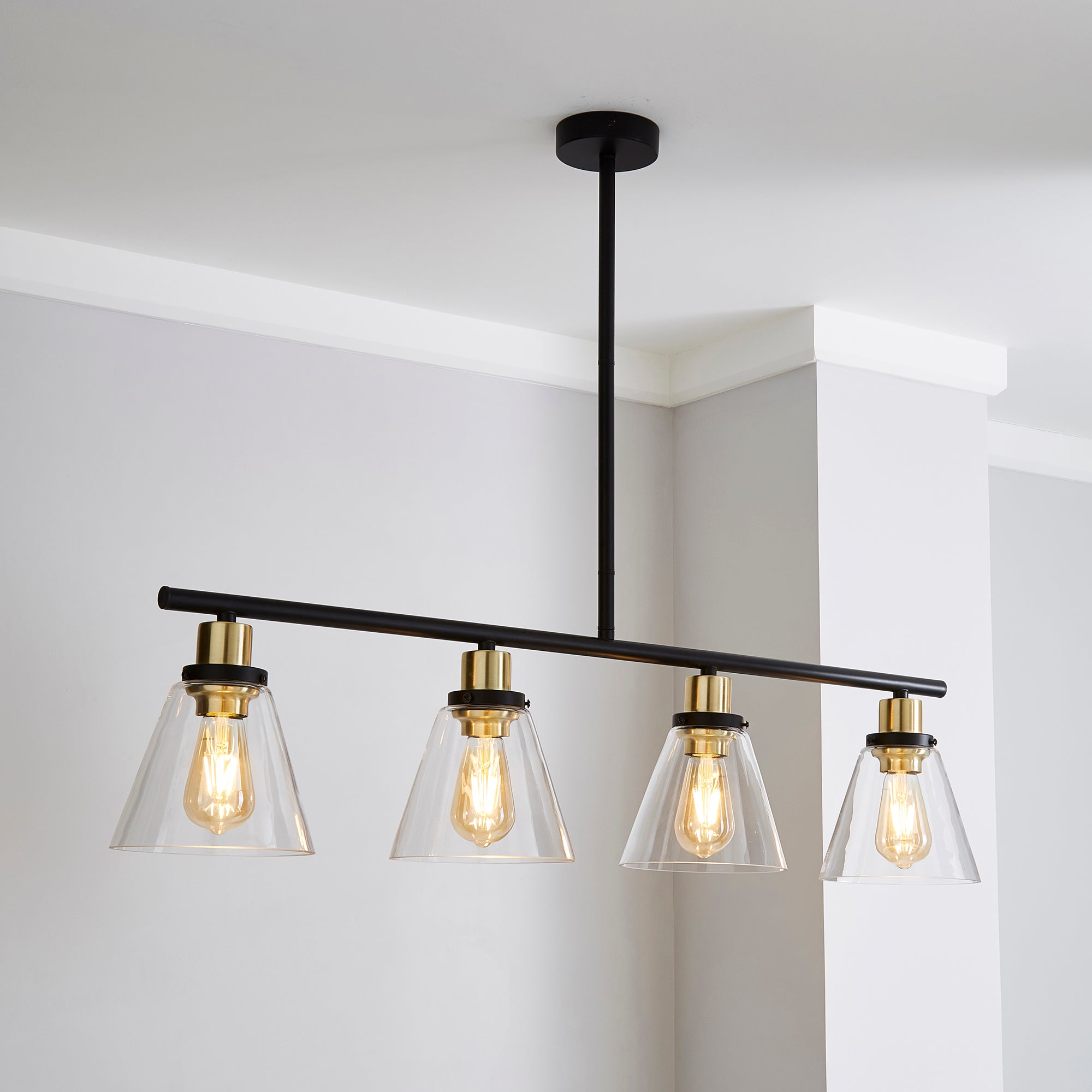 Warren 4 Light Glass Bar Fitting Black Price Comparisons | Compare The Build