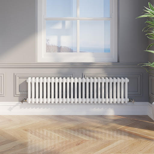 Park Lane Traditional Colosseum Double Bar Column Radiator White 300 x 1190mm | Compare The Build