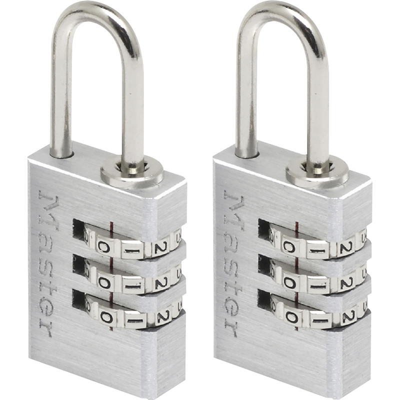 Master Lock Combination Padlock Aluminium 20 x 55 x 9mm (2 Pack) in Chrome Steel | Compare The Build