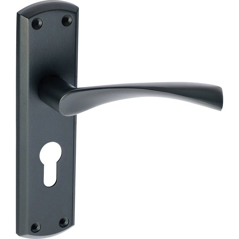 Eclipse Monza Door Handles Euro Lock Matt (Pair) in Black Zinc/Aluminium Price Comparisons | Compare The Build