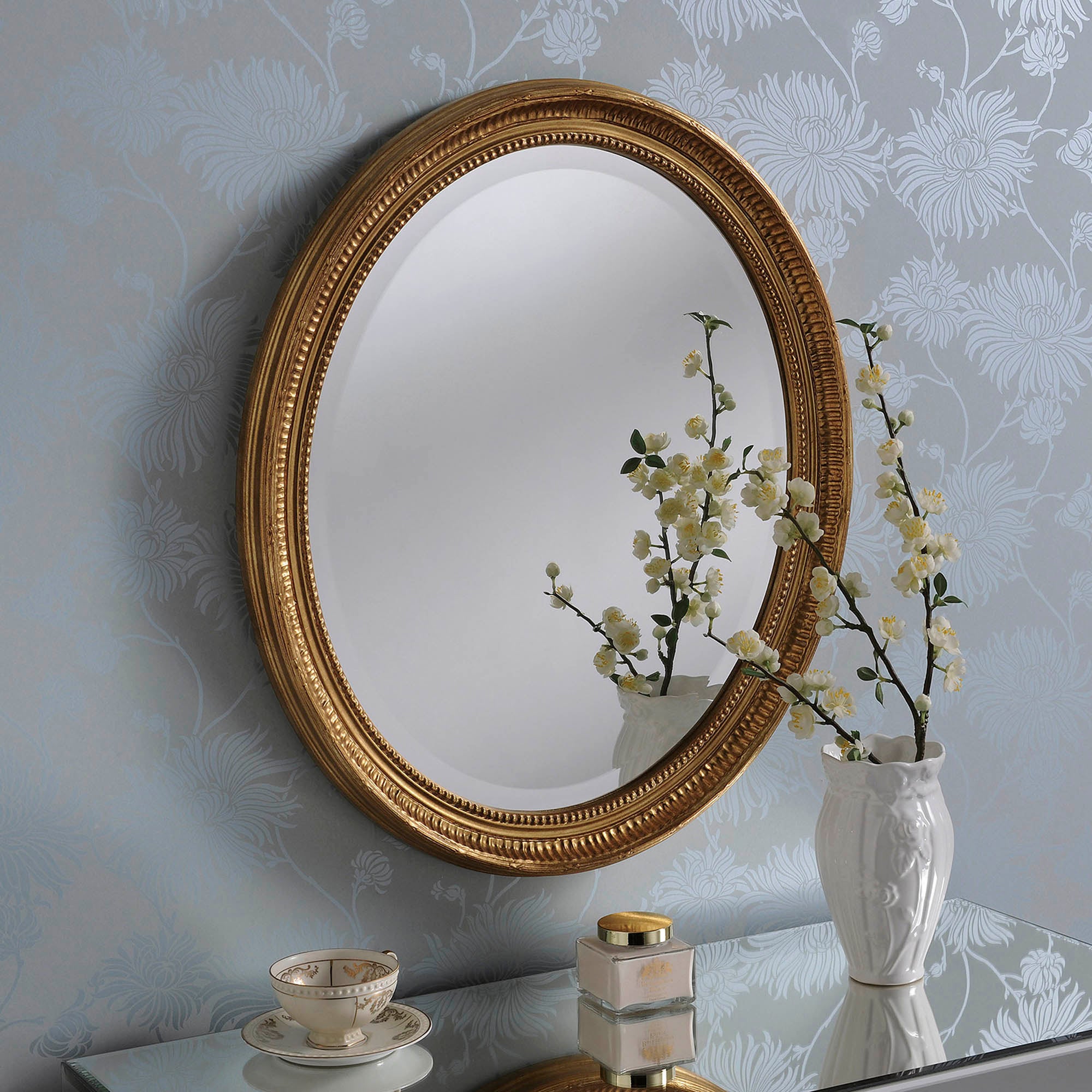 Yearn Ornate Oval Mirror, Gold Effect 71x61cm Gold Effect | Compare The Build