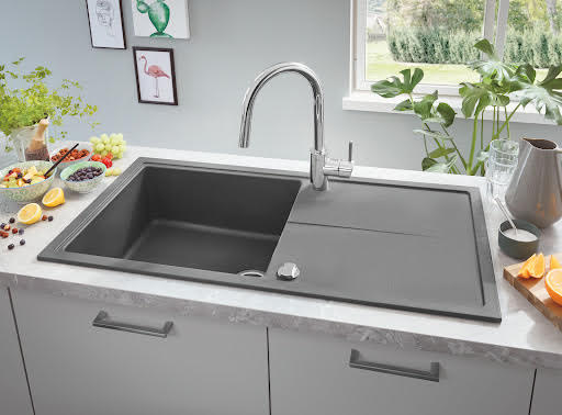 Grohe K400 Granite Grey 1.0 Composite Inset Kitchen Sink - Drainer & Waste 1000 x 500mm Price Comparisons | Compare The Build