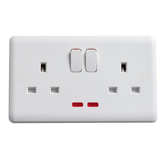 Deta Vimark Curve 13 A 2 Gang Double Pole Neon Switched Socket White VC1209DPP Price Comparisons | Compare The Build