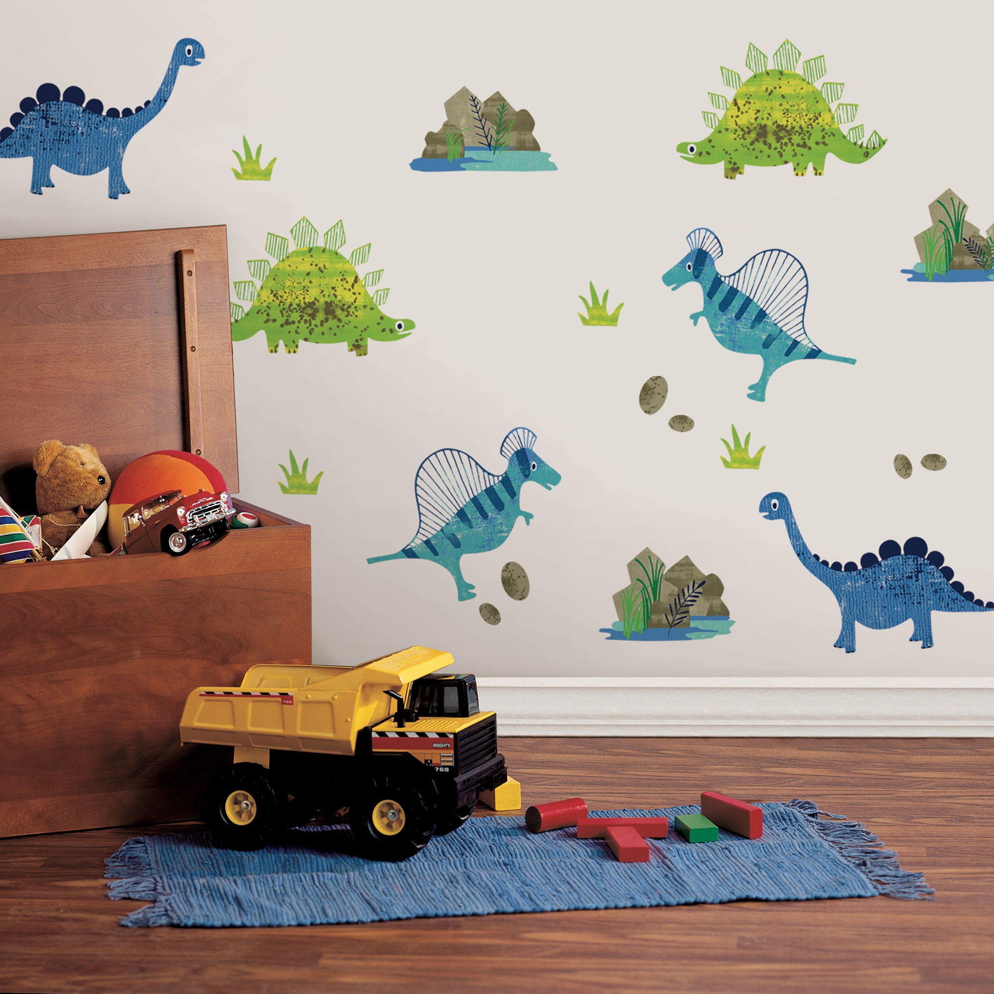 Roar! Dinosaur Wall Stickers White/Blue/Green Price Comparisons | Compare The Build