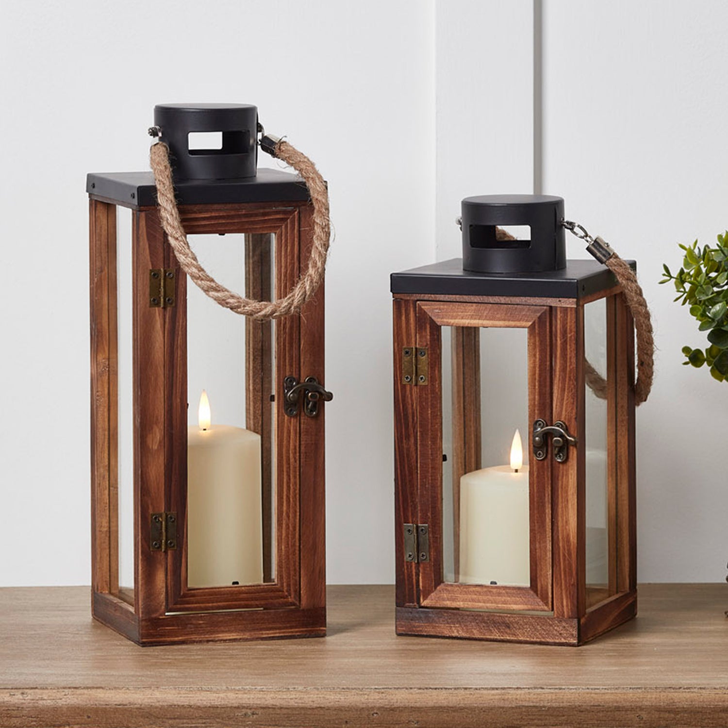 Bude Wooden Indoor Lantern Duo with TruGlow® Candles Price Comparisons | Compare The Build