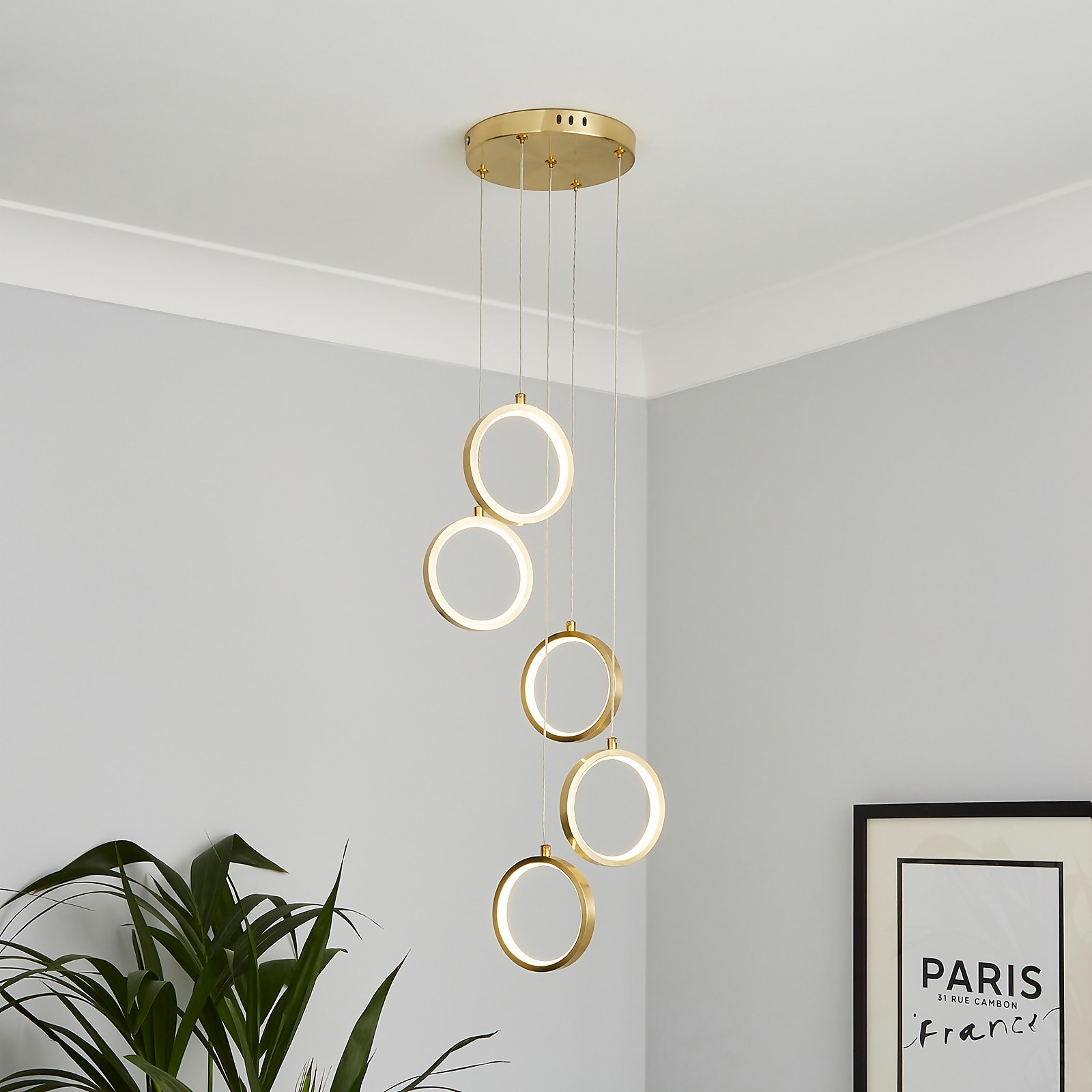 Lenox LED 5 Ring Cluster Pendant Light - Brass Price Comparisons | Compare The Build