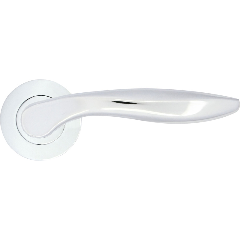 Stanza Cadiz Lever on Rose Door Handles Polished (Pair) in Chrome Aluminium | Compare The Build