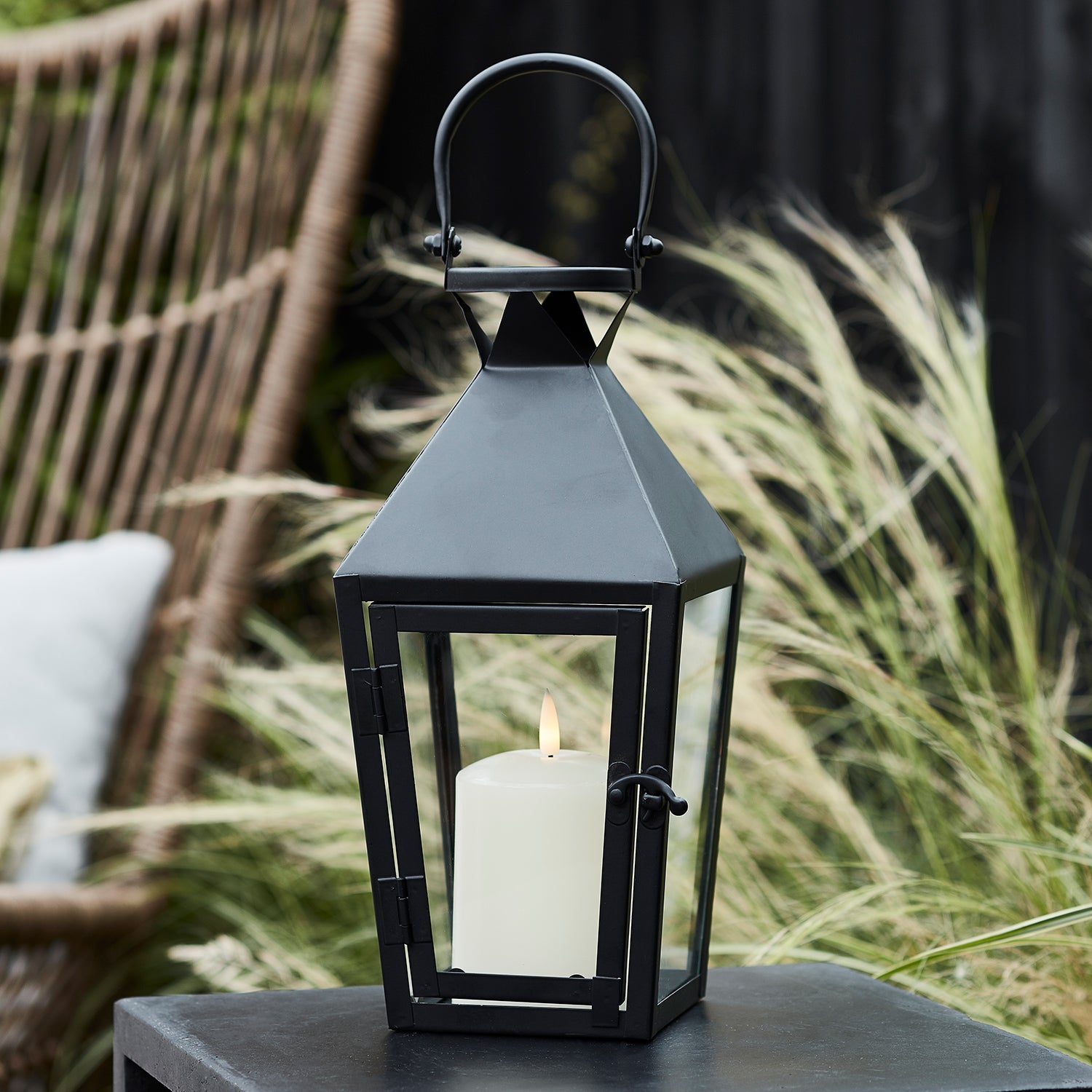 Cairns Black Garden Lantern with TruGlow® Candle | Compare The Build