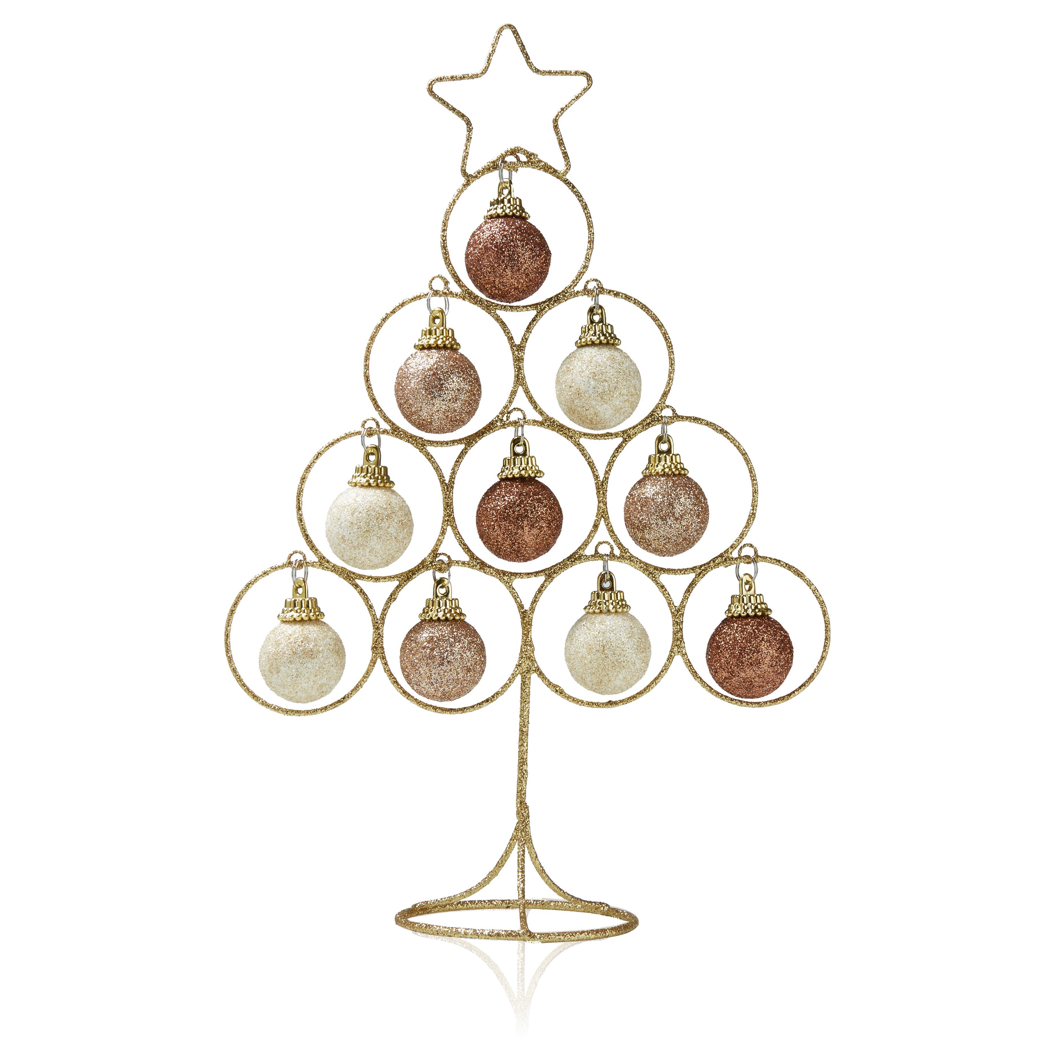 Cream, Champagne & Gold Effect Decorative Wire Tabletop Tree Decoration Price Comparisons | Compare The Build