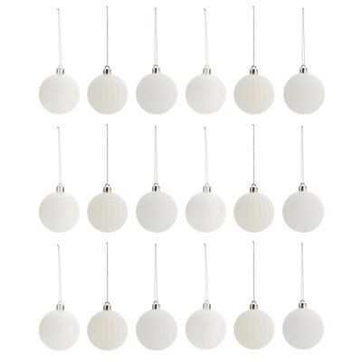 Assorted White Baubles, Pack Of 18 Price Comparisons | Compare The Build