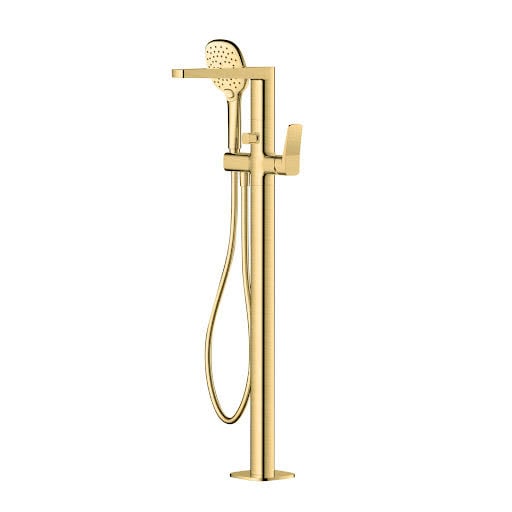 RAK Petit Square Freestanding Bath Shower Mixer Tap - Brushed Gold | Compare The Build