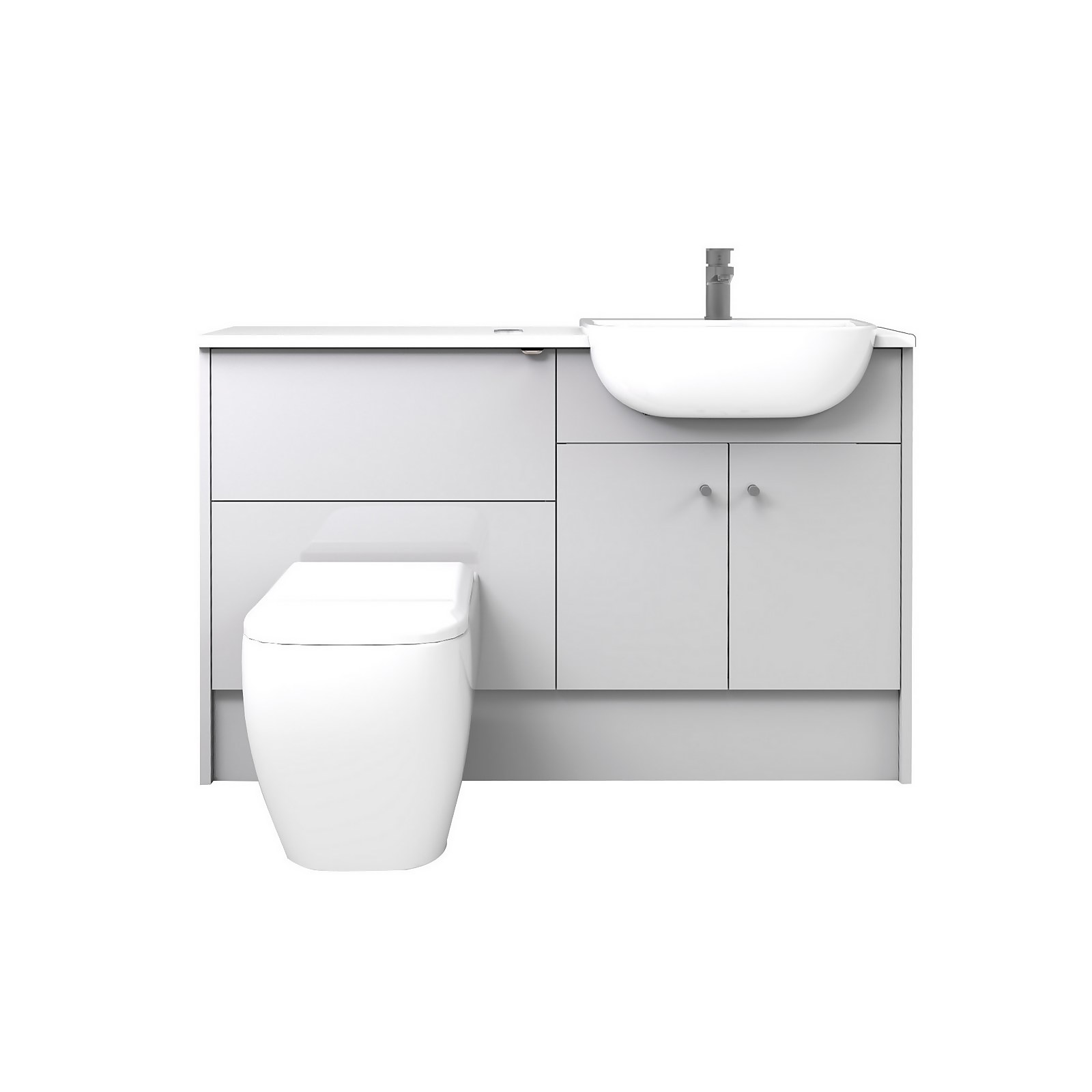 Bathstore Portfolio Fitted Bathroom Furniture (W)1240mm x (D)320mm  - Gloss Light Grey | Compare The Build