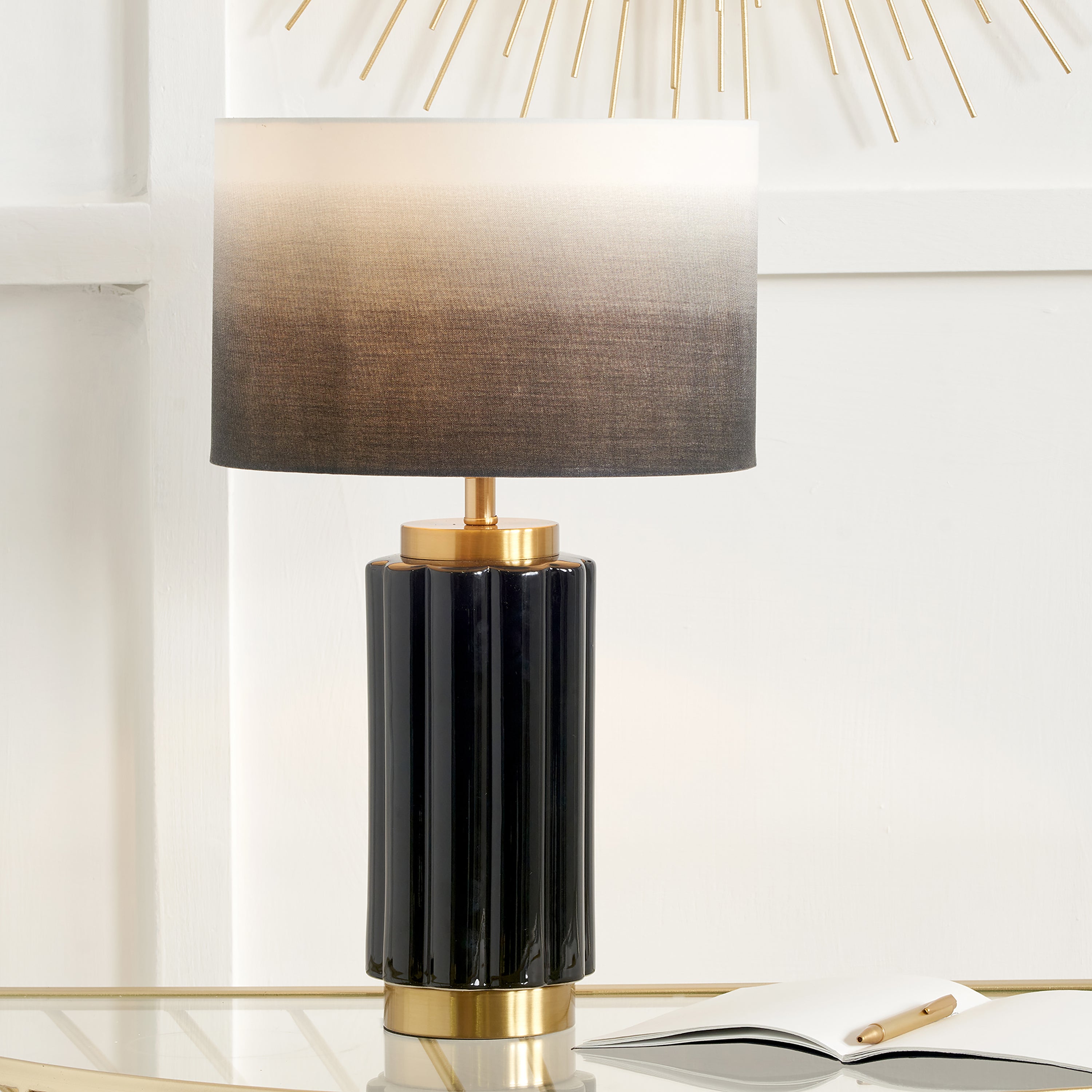 Lushan Scalloped Ceramic Table Lamp Black Price Comparisons | Compare The Build