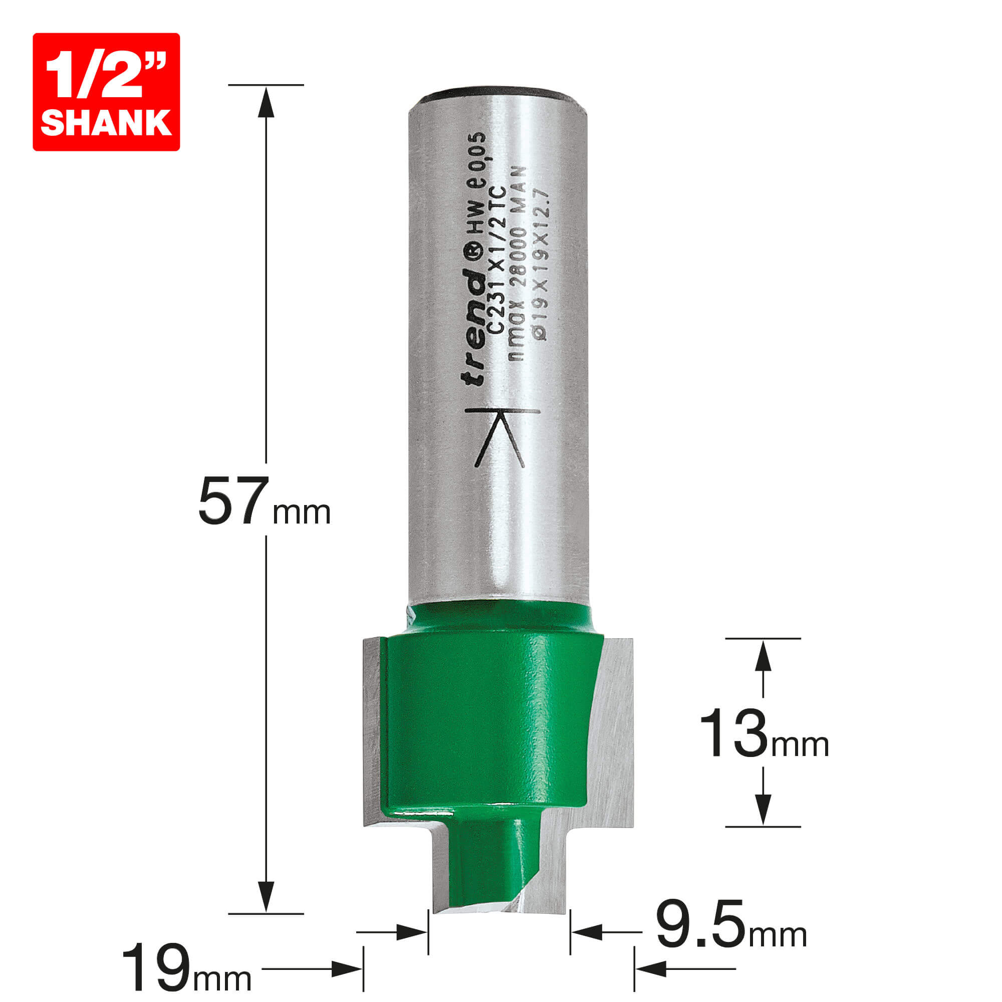 Trend CRAFTPRO Stepped Rebate Router Cutter 9.5mm 13mm 1/2" | Compare The Build