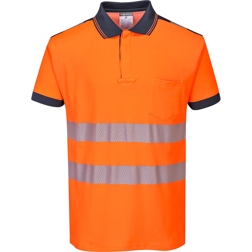 Portwest PW3 Hi Vis Polo Shirt Orange / Navy 3XL Price Comparisons | Compare The Build