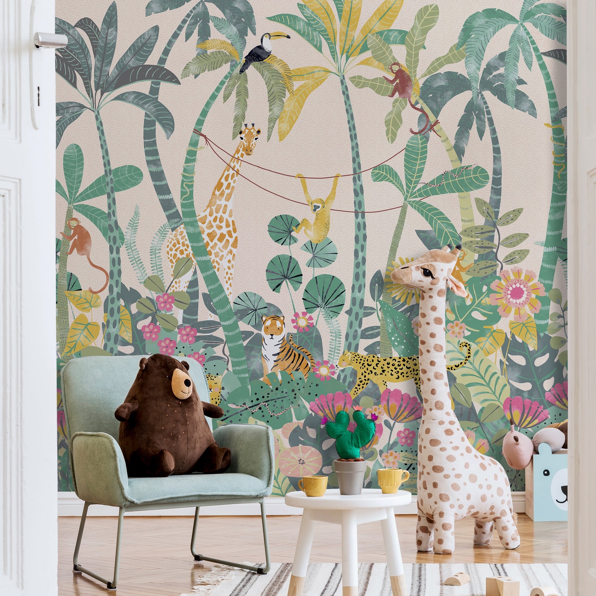 Equatorial Jungle Mural Green/Yellow/White Price Comparisons | Compare The Build