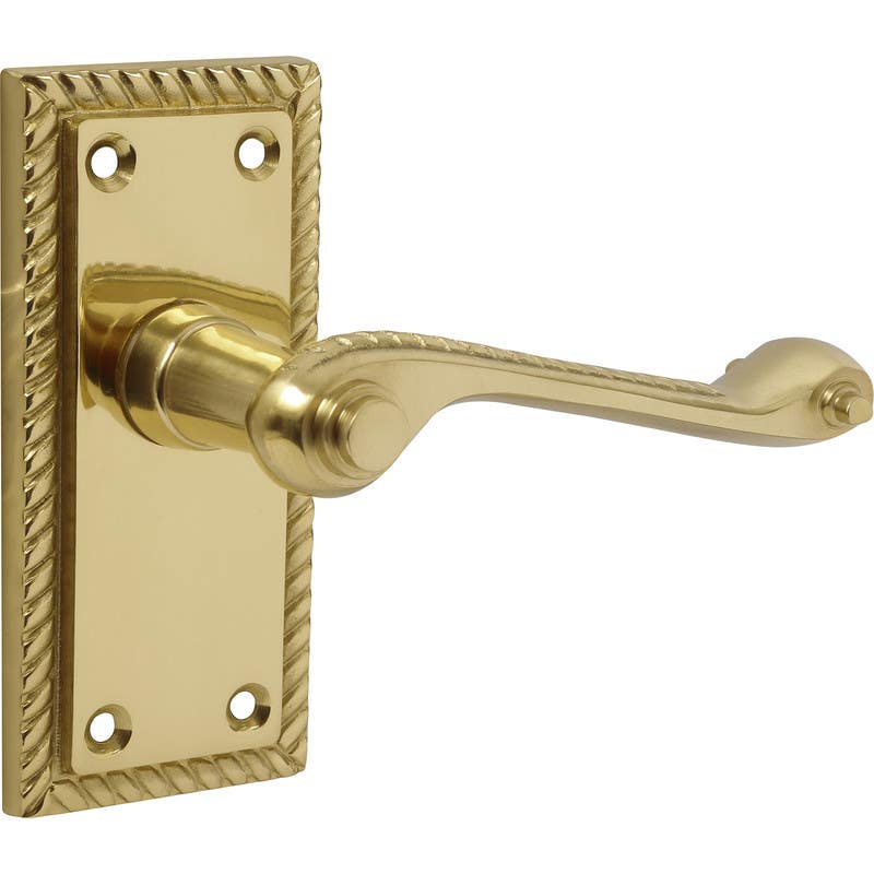 Polished Brass Georgian Short Backplate Scroll Lever Door Handle - Pair - Designer Levers Price Comparisons | Compare The Build