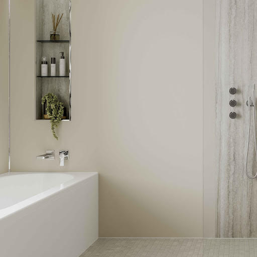 Multipanel Neutrals Bathroom Wall Panel Creamy White Hydrolock Tongue and Groove 2400 x 1200mm | Compare The Build