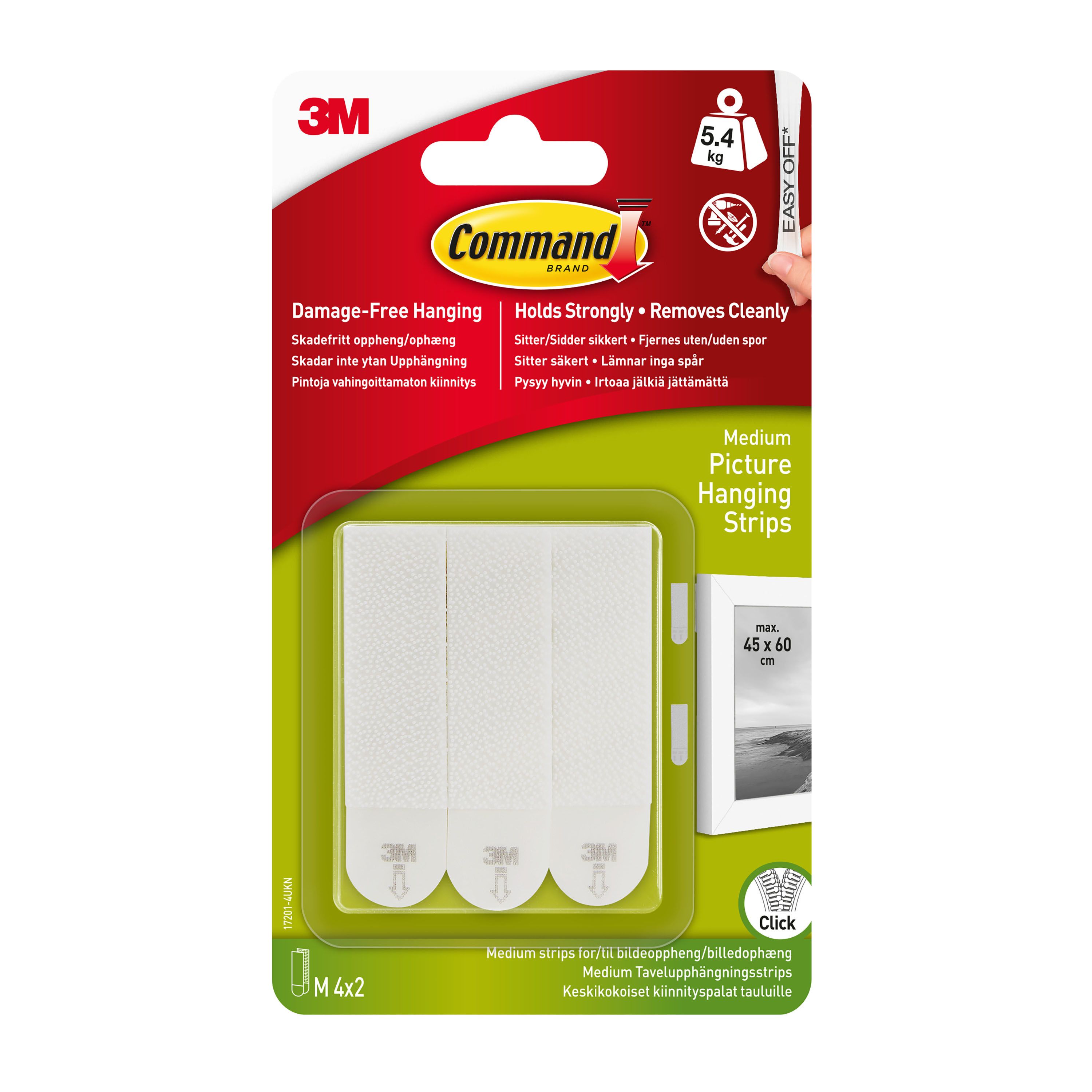3M Command White Picture Hanging Adhesive Strip (Holds)5.4Kg, Pack Of 4 Price Comparisons | Compare The Build