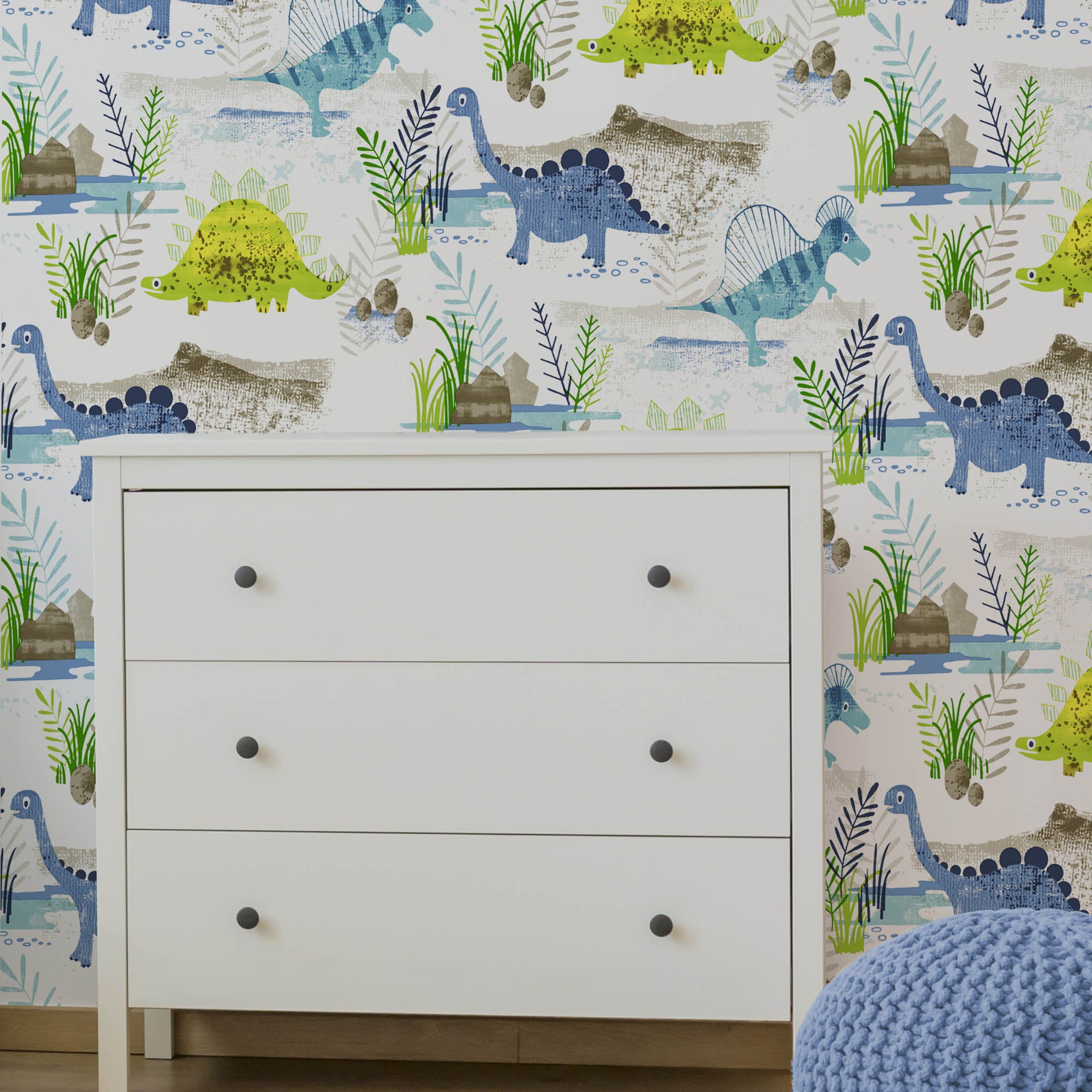 Roar! Dinosaur Wallpaper White/Blue/Green Price Comparisons | Compare The Build