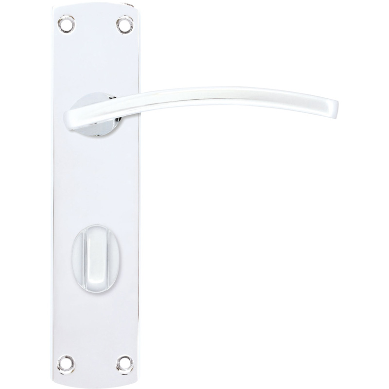 Stanza Toledo Door Handles Polished Bathroom (Pair) in Chrome Plastic | Compare The Build