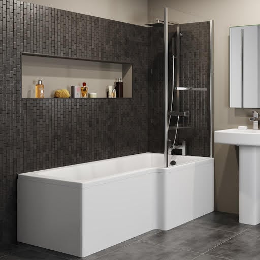 Ceramica L Shaped Shower Bath, Shower Screen & Panel 1700mm Right Hand | Compare The Build