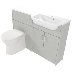 Deccado Padworth Whisper Grey Right Hand 1200mm Slimline Fitted Vanity & Toilet Pan Unit Combination with Right Hand Basin | Compare The Build