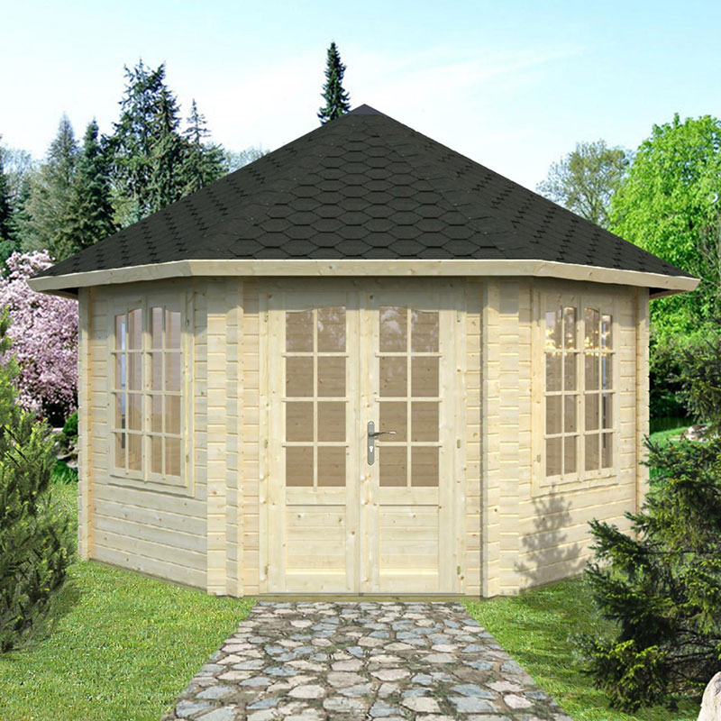 Palmako Hanna 4.2m x 4.2m Corner Log Cabin Summerhouse (44mm) Price Comparisons | Compare The Build