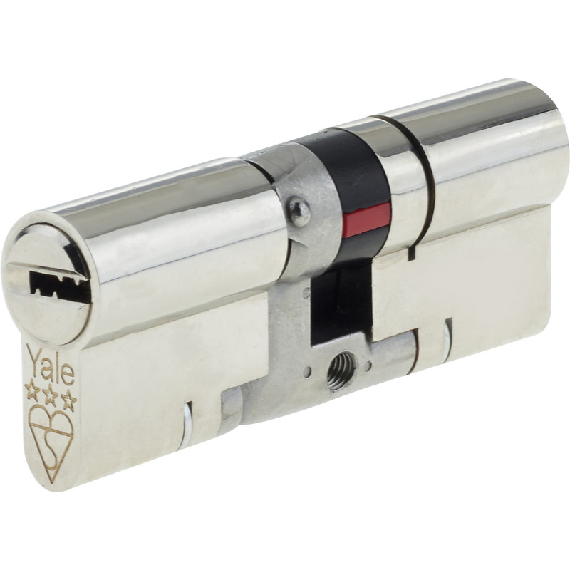 Yale Platinum 3 Star Euro Double Cylinder 35-35mm Nickel in Silver Brass | Compare The Build