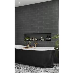 Multipanel Hydrolock Monument Grey Metro Tile Effect Shower Panel - 2400 x 598 x 11mm Price Comparisons | Compare The Build