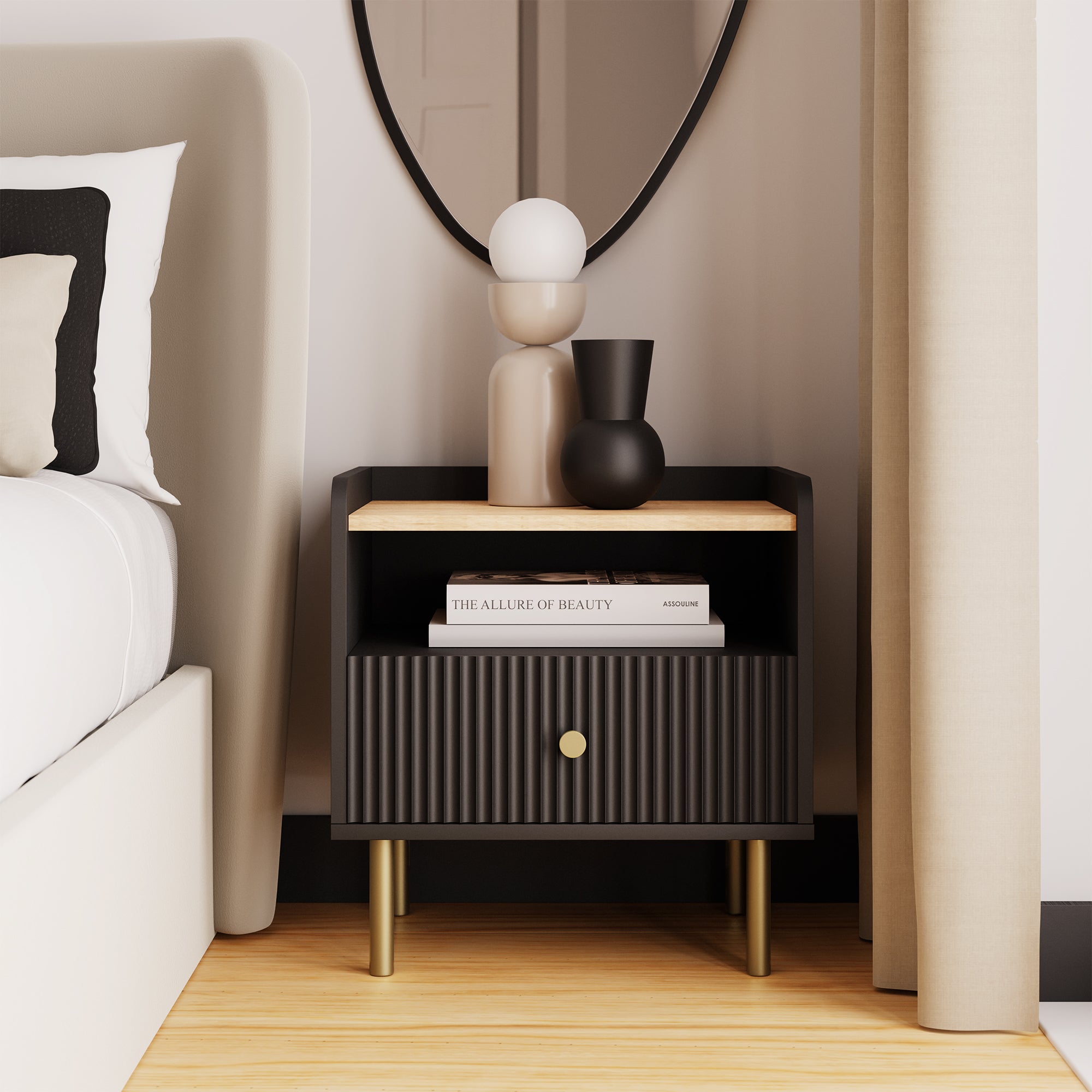 Georgi 1 Drawer Bedside Table Black Price Comparisons | Compare The Build