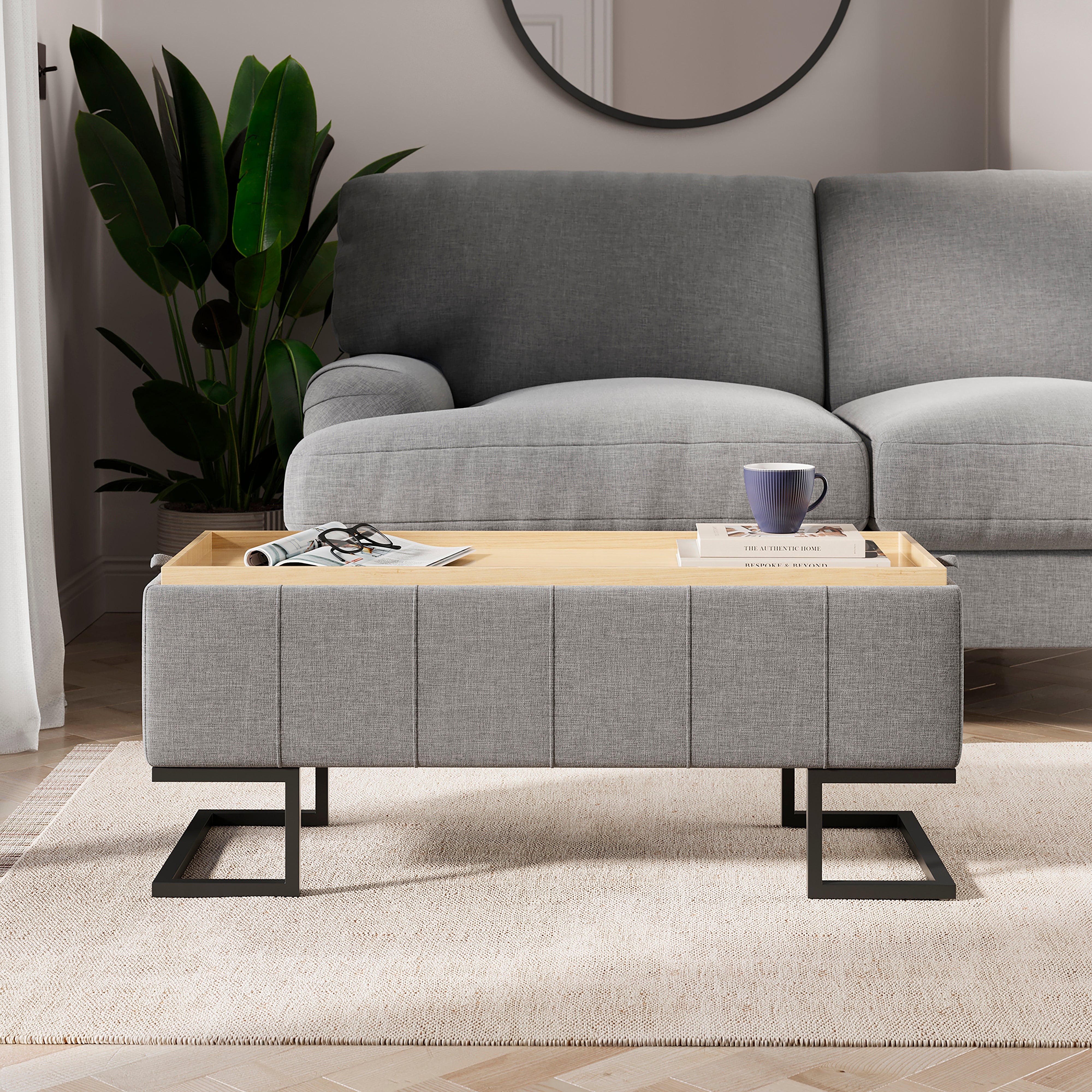 Holland Tray Table Ottoman, Flatweave Grey Grey Price Comparisons | Compare The Build