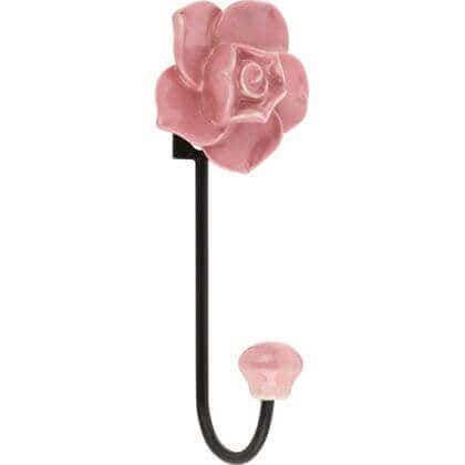 Ceramic Rose Single Robe Hook - Pink Price Comparisons | Compare The Build