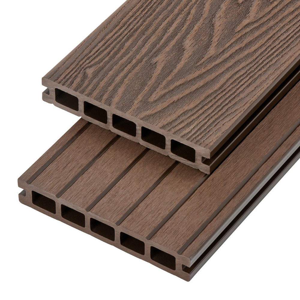 Cladco Woodgrain Hollow Composite Decking Board 4m - Coffee Brown WPCHWC40 | Compare The Build