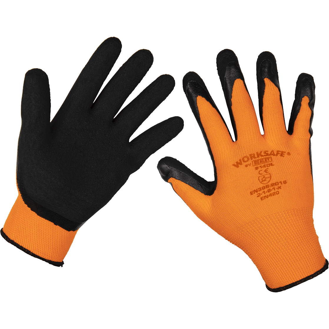 Sealey Worksafe Foam Latex Grip Gloves Black / Orange L Pack of 12 Price Comparisons | Compare The Build