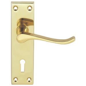 Victorian Scroll Polished Brass Lock Door Handle - 1 Pair | Compare The Build