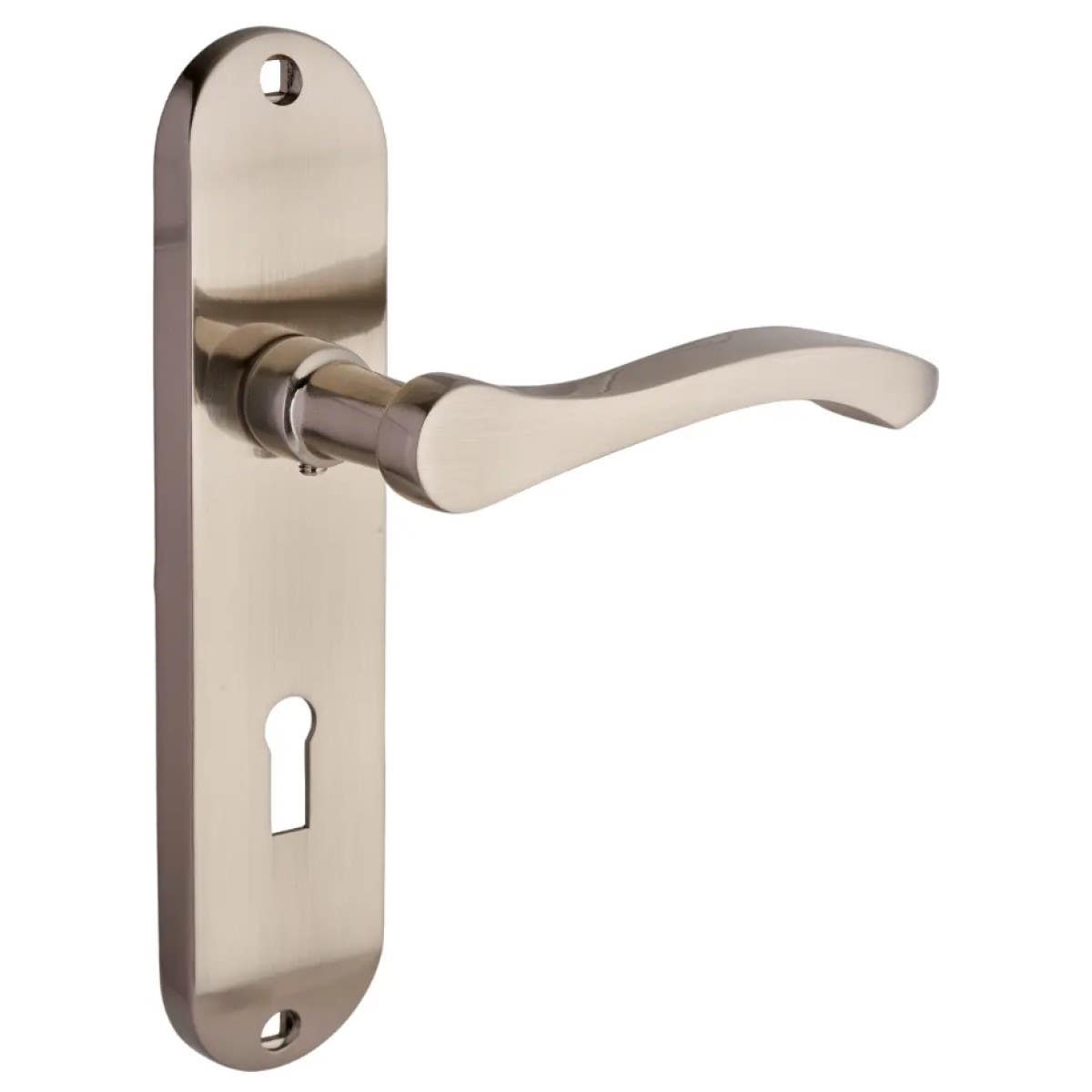 Capri Lever Lock Door Handle in Brushed Nickel (Pair) Price Comparisons | Compare The Build