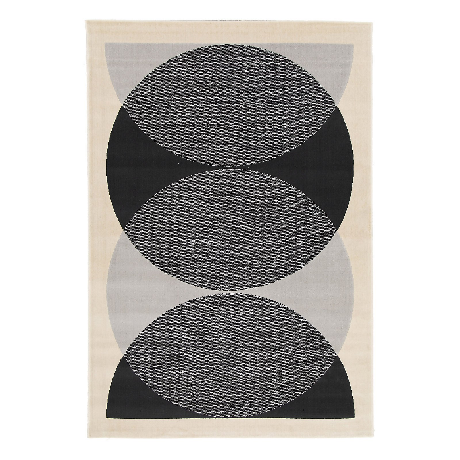 Retro Circle Rug - Monochrome - 120x170cm Price Comparisons | Compare The Build