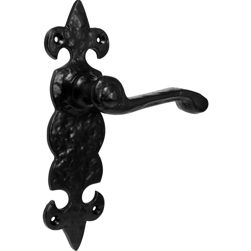 Eclipse Fleur-De-Lys Cast Iron Door Handles Latch Antique (Pair) in Black Price Comparisons | Compare The Build