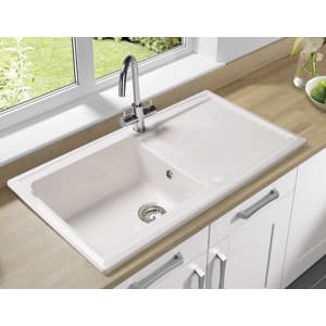 Wickes Contemporary 1 Bowl Ceramic Kitchen Sink - White | Compare The Build