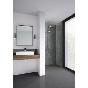 Mermaid Silver Patina Laminate Single Shower Panel - 2400 x 1200mm Price Comparisons | Compare The Build