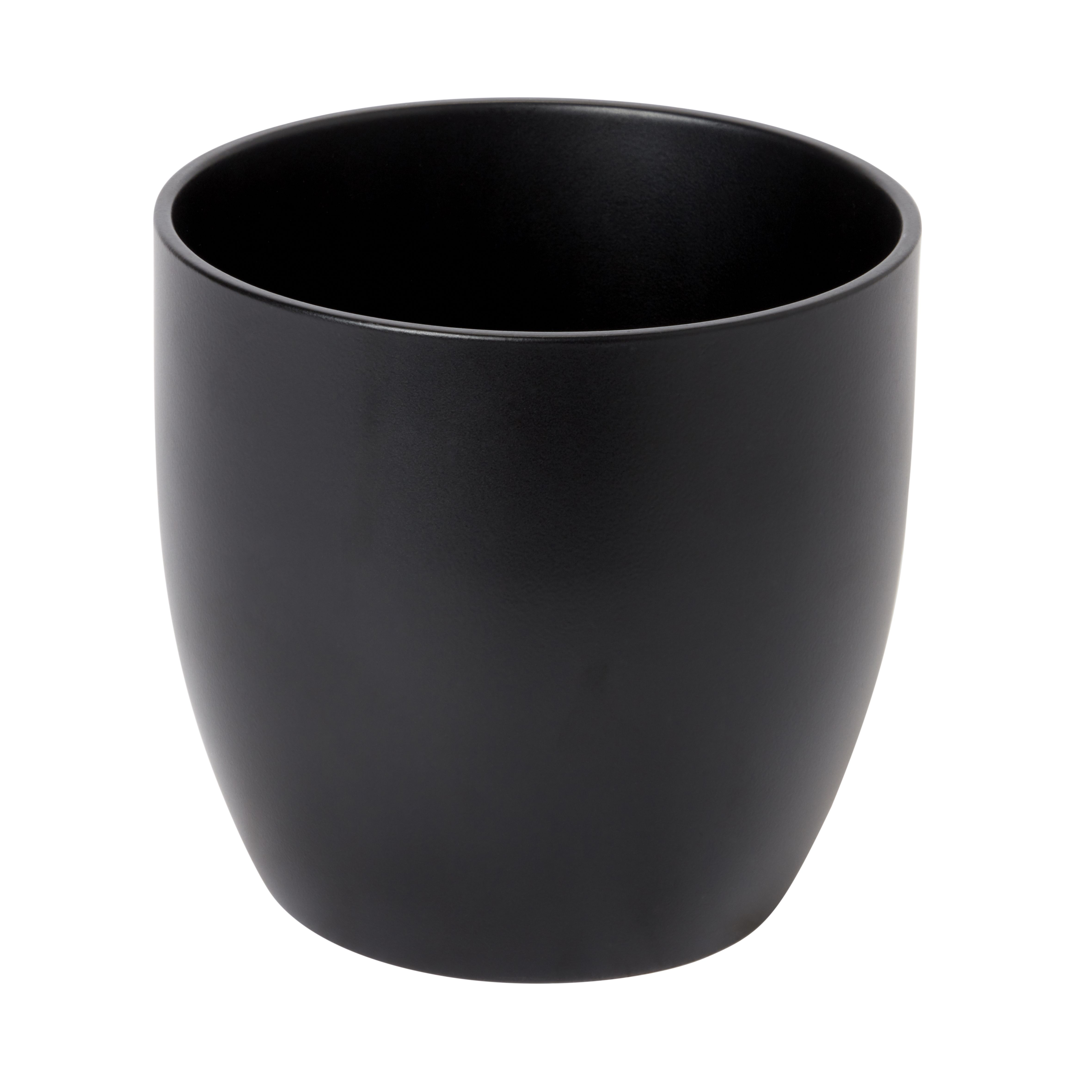 GoodHome Black Ceramic Round Plant Pot (Dia)16.2Cm Price Comparisons | Compare The Build