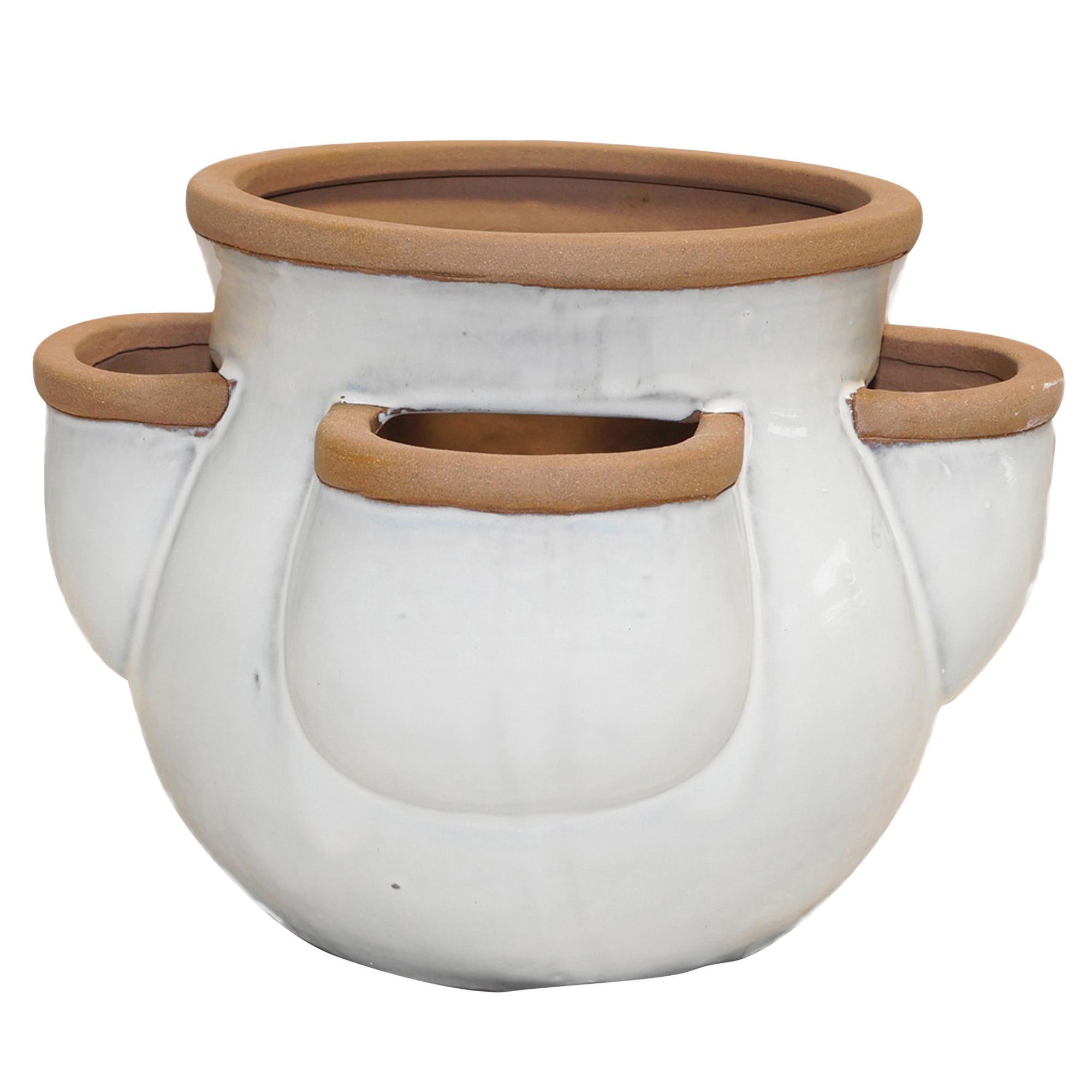 Verve Twiss Round Glazed Beige & White Herb Pot (H)245mm (Dia)280mm Price Comparisons | Compare The Build